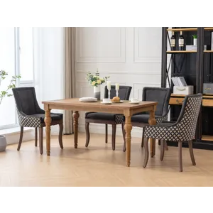 Ultra Side Dining Chair, Thickened Fabric Chairs With Neutrally Toned Solid Wood Legs, Bronze Nail H