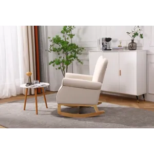 Baby Room High Back Rocking Chair Nursery Chair, Comfortable Rocker Fabric Padded Seat, Modern High 