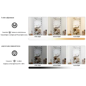 Hollywood - Full Length Mirror With Lights Oversized Full Body Vanity Mirror With 3 Color Modes Ligh