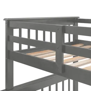 Twin Over Full Stairway Bunk Bed With Drawer, Storage And Guard Rail For Bedroom, Dorm, For Adults -