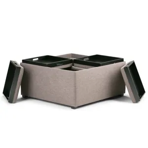 Avalon - Square Coffee Table Storage Ottoman - Fawn Brown