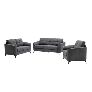 Callie - Woven Fabric Sofa Loveseat Chair Living Room (Set of 2) - Gray