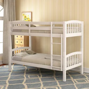 80.51\" Twin Over Twin Bunk Bed With Ladder - White