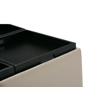 Avalon - Square Coffee Table Storage Ottoman - Satin Cream