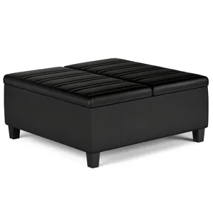 Ellis - Coffee Table Storage Ottoman - Distressed Black