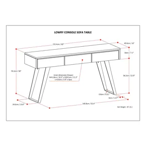 Lowry - Console Sofa Table - Distressed Charcoal Brown