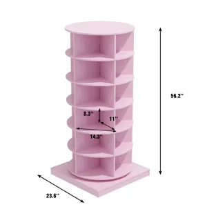 360 Rotating Shoe Cabinet 6 Layers - Pink