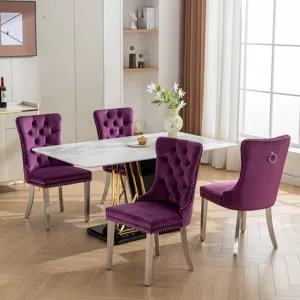 Nikki - Modern, High-End Tufted Solid Wood Contemporary Velvet Upholstered Dining Chair With Chrome 