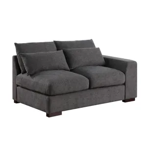 Tatman - Linen Blend Sectional With 2 Ottomans - Dark Gray