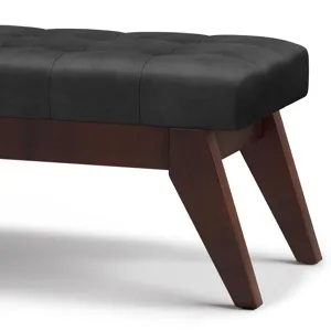 Draper - Mid Century Tufted Ottoman Bench - Distressed Black