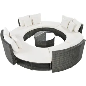 Outdoor Patio Furniture Luxury Circular Sofa Set Rattan Wicker Sectional Sofa Lounge Set With Temper