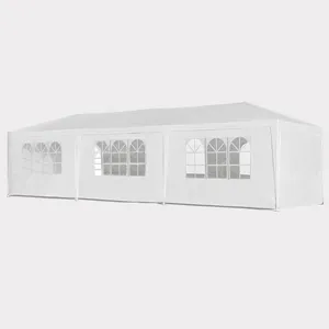 10X30' Wedding Party Canopy Tent Outdoor Gazebo With 8 Removable Sidewalls - White