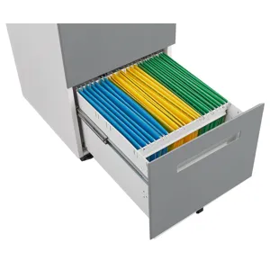 3 Drawer Mobile Locking File Cabinet, Rolling Filing Cabinet For Letter / A4 Size With 5 Wheels - Gr