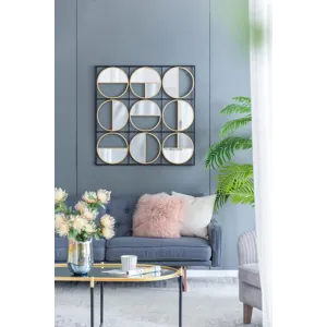 Eclectic Styling Metal Beaded Wall Mirror With Contemporary Design For Bedroom, Liveroom & Entryway 