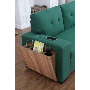3 Piece Upholstered Sectional - Green