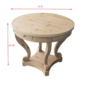 Curved Legs Farmhouse Style Small Size Round Dining Table End Table Side Table Coffee Table For Dine