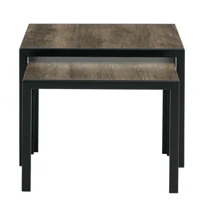 Nesting Coffee Table (Set of 2), Square Modern Stacking Table With Wood Finish For Living Room - Gra