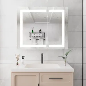 36X30\" Medicine Cabinet With LED Vanity Mirror, Anti-Fog Recessed Or Surface Mount Bathroom Double 