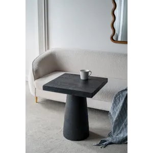 Square Side Table With Pedestal Base - Black