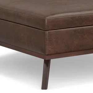 Owen - XL Square Coffee Table Storage Ottoman - Distressed Chestnut Brown
