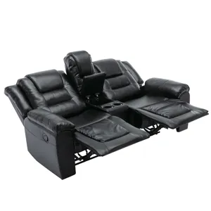 2 Seater Home Theater Recliner Manual Recliner Chair With A Storage Box And Two Cup Holders For Livi