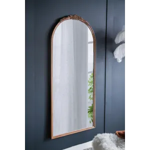 Hand Carved Rose Antique Mirror Frame, Large Arch Mirror Wall Decor For Living Room, Bathroom, Entry