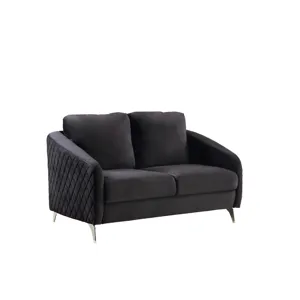 Sofia - Velvet Modern Chic Loveseat Couch - Black