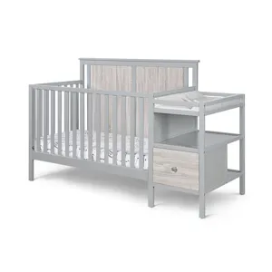 Connelly - 4-in-1 Crib and Changer Combo - Gray/Rockport Gray