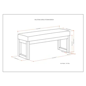 Milltown - Large Ottoman Bench - Mink Brown