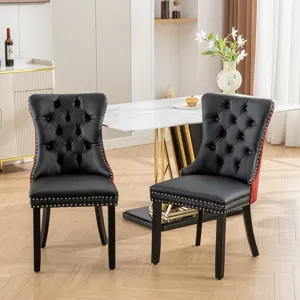 Nikki - Modern, High-End Tufted Solid Wood Contemporary PU And Velvet Upholstered Dining Chair With 