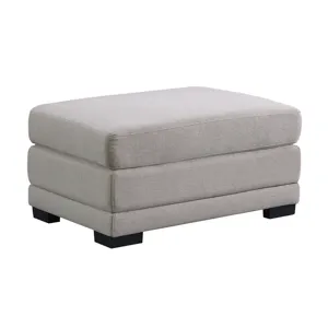 Kristin - Linen Fabric Reversible Sectional Sofa With 2 Ottomans - Light Gray