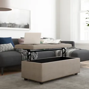 Hamilton - Lift Top Rectangular Storage Ottoman - Natural