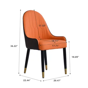 Modern PU Sponge-Filled Dining Chair, Solid Wood Metal Legs, Suitable For Restaurants, Living Rooms 