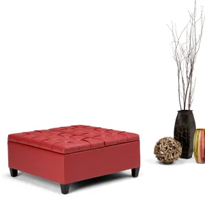 Harrison - Coffee Table Storage Ottoman - Crimson Red
