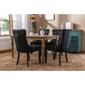 Nikki - Modern, High-End Tufted Solid Wood Contemporary Velvet Upholstered Dining Chair With Wood Le
