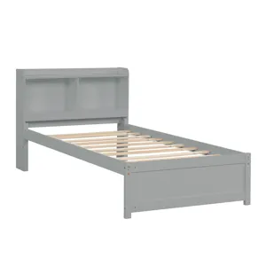 Twin Bed With Trundle, Bookcase - Gray