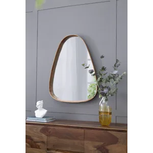 Irrgeular Mirror With Wood Frame, Wall Mirror For Living Room Bathroom Entryway - Brown