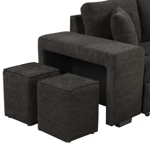 Modern L-Shape 3 Seat Reversible Sectional Couch, Pull Out Sleeper Sofa With Storage Chaise And 2 St