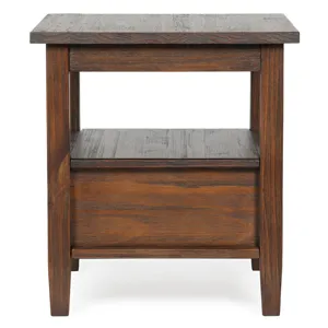 Warm Shaker - End Table - Distressed Charcoal Brown