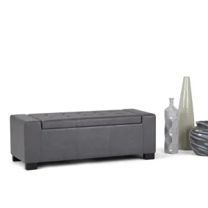 Laredo - Large Storage Ottoman - Stone Grey