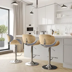 Marana - Bentwood Adjustable Swivel Bar Stool - Light Grey