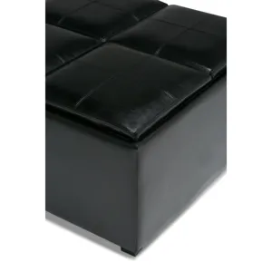 Avalon - Square Coffee Table Storage Ottoman - Midnight Black