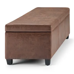 Avalon - Storage Ottoman Bench - Distressed Umber Brown