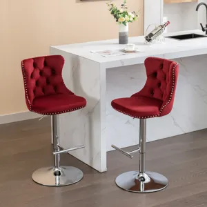 Swivel Velvet Barstools Adjusatble Seat Height From 25-33\", Chrome Base Bar Stools With Backs Comfo