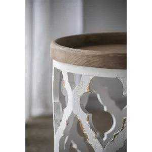 Large Distressed Side Table - White