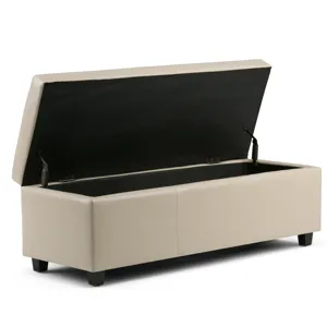 Avalon - Storage Ottoman Bench - Satin Cream