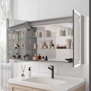 Bathroom Medicine Cabinet With Lights, 36×24\" LED Medicine Cabinet With Mirror, Double Door Lighted