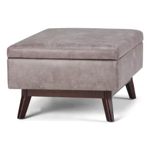 Owen - Coffee Table Storage Ottoman - Distressed Grey Taupe
