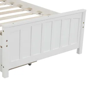 Twin Size Platform Bed With Two Drawers - White