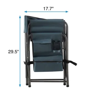 Padded Folding Outdoor Chair With Storage Pockets, Lightweight Oversized Directors Chair For Indoor,